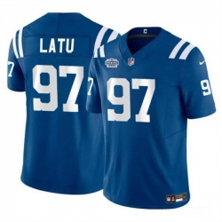 Men Indianapolis Colts 97 Laiatu Latu Blue 2024 With Dradt Patch F U S E  Vapor Limited Stitched Football Jersey