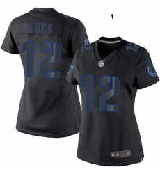 Womens Nike Indianapolis Colts 12 Andrew Luck Limited Black Impact NFL Jersey