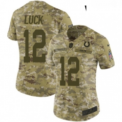 Womens Nike Indianapolis Colts 12 Andrew Luck Limited Camo 2018 Salute to Service NFL Jersey