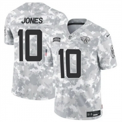 Men Jacksonville Jaguars 10 Mac Jones 2024 F U S E Arctic Camo Salute To Service Limited Stitched Football Jersey