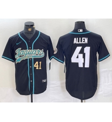 Men Jacksonville Jaguars 41 Josh Allen Black With Patch Cool Base Stitched Baseball Jersey 2