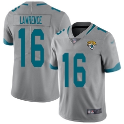 Nike Jacksonville Jaguars 16 Trevor Lawrence Silver Men Stitched NFL Limited Inverted Legend Jersey