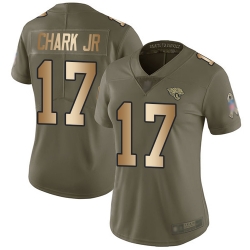 Women Jaguars 17 DJ Chark Jr Olive Gold Stitched Football Limited 2017 Salute to Service Jersey