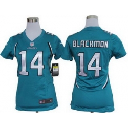 Women Nike Jacksonville Jaguars 14# Justin Blackmon Green Nike NFL Jerseys