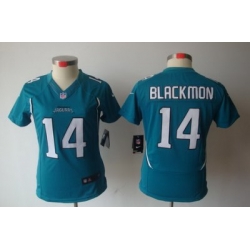 Women Nike Jacksonville Jaguars 14# Justin Blackmon Green(Women Limited Jerseys)2