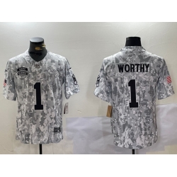 Men Kansas City Chiefs 1 Xavier Worthy 2024 F U S E Arctic Camo Salute To Service Limited Stitched Football Jerseys