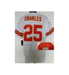 Nike Kansas City Chiefs 25 Jamaal Charles White Elite Signed NFL Jersey