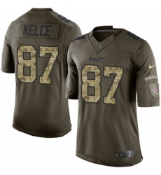 Youth Nike Kansas City Chiefs 87 Travis Kelce Elite Green Salute to Service NFL Jersey