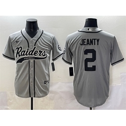 Men Las Vegas Raiders 2 Ashton Jeanty Grey Cool Base Stitched Baseball Jersey