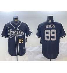 Men Las Vegas Raiders 89 Brock Bowers Black Cool Base Stitched Baseball Jersey 1