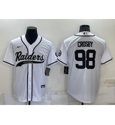 Men Las Vegas Raiders 98 Maxx Crosby White Cool Base Stitched Baseball Jersey