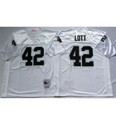 Mitchell And Ness Raiders #42 Ronnie Lott White Throwback Stitched NFL Jersey