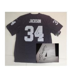 Nike Oakland Raiders 34 Bo Jackson Black Elite Signed NFL Jersey