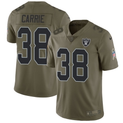 Nike Raiders #38 T J Carrie Olive Mens Stitched NFL Limited 2017 Salute To Service Jersey