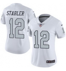 Nike Raiders #12 Kenny Stabler White Womens Stitched NFL Limited Rush Jersey