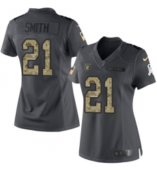 Nike Raiders #21 Sean Smith Black Womens Stitched NFL Limited 2016 Salute to Service Jersey