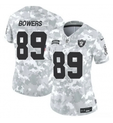 Women Las Vegas Raiders 89 Brock Bowers 2024 F U S E Arctic Camo Salute To Service Limited Stitched Jersey