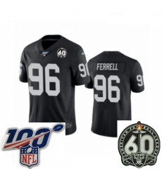 Women Oakland Raiders #96 Clelin Ferrell Black 60th Anniversary Vapor Untouchable Limited Player 100th Season Football Jersey