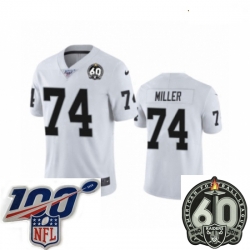 Youth Oakland Raiders #74 Kolton Miller White 60th Anniversary Vapor Untouchable Limited Player 100th Season Football Jersey