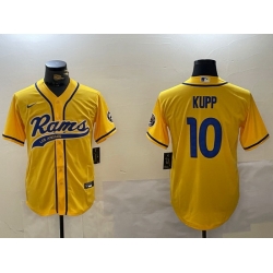 Men Los Angeles Rams 10 Cooper Kupp yellow Cool Base Stitched Baseball Jersey 1