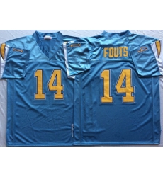 Men Los Angeles Chargers 14 Dan Fouts Light Blue M&N Throwback Jersey