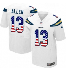 Men Nike Los Angeles Chargers 13 Keenan Allen Elite White Road USA Flag Fashion NFL Jersey