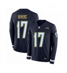 Men Nike Los Angeles Chargers 17 Philip Rivers Limited Navy Blue Therma Long Sleeve NFL Jersey