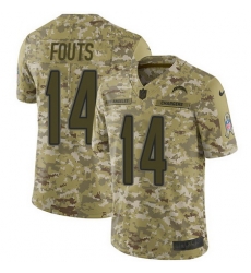 Nike Chargers #14 Dan Fouts Camo Mens Stitched NFL Limited 2018 Salute To Service Jersey