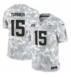 Men Minnesota Vikings 15 Dallas Turner 2024 F U S E Arctic Camo Salute To Service Limited Stitched Football Jersey