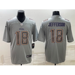 Men Minnesota Vikings 18 Justin Jefferson Grey Atmosphere Fashion Stitched Jersey