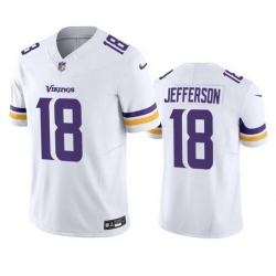 Men Minnesota Vikings 18 Justin Jefferson White 2023 F U S E  Vapor Untouchable Stitched Jersey