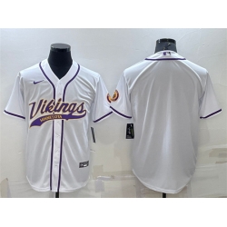 Men Minnesota Vikings Blank White With Patch Cool Base Stitched Baseball Jersey