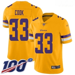 Vikings #33 Dalvin Cook Gold Youth Stitched Football Limited Inverted Legend 100th Season Jersey