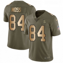 Youth Nike Minnesota Vikings 84 Randy Moss Limited OliveGold 2017 Salute to Service NFL Jersey