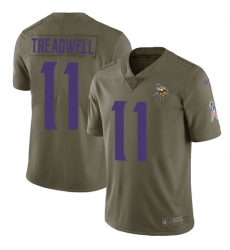 Youth Nike Vikings #11 Laquon Treadwell Olive Stitched NFL Limited 2017 Salute to Service Jersey