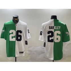 Men Philadelphia Eagles 26 Saquon Barkley Green White Split Vapor Untouchable Limited Stitched Football Jersey