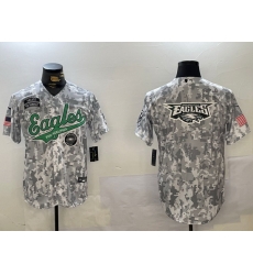 Men Philadelphia Eagles big logo 2024 F U S E Arctic Camo Salute To Service Limited Stitched Jersey 2