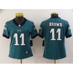 Women Philadelphia Eagles 11 A  J  Brown Green Vapor Stitched Football Jersey