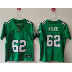 Women Philadelphia Eagles 62 Jason Kelce Kelly Green F U S E  Vapor Untouchable Limited Stitched Football Jersey 