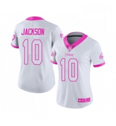 Womens Philadelphia Eagles 10 DeSean Jackson Limited White Pink Rush Fashion Football Jersey