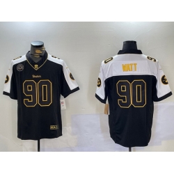 Men Nike Pittsburgh Steelers 90 T  J  Watt Black Team Color Stitched NFL Vapor Untouchable Limited Jersey