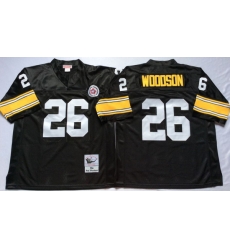 Men Pittsburgh Steelers 26 Rod Woodson Black M&N Throwback Jersey