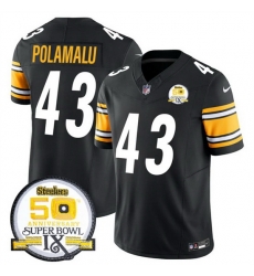 Men Pittsburgh Steelers 43 Troy Polamalu Black 2024 F U S E 50th Anniversary Of Super Bowl IX Alternate Vapor Untouchable Limited Stitched Jersey