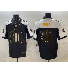 Men Pittsburgh Steelers 90 T J Watt Black White F U S E Vapor Untouchable Limited Stitched Jersey Men Pittsburgh Steelers 90 T J Watt Black White F U S E Vapor Untouchable Limited Stitched Jersey