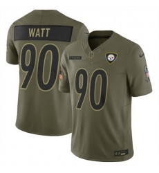 Men Pittsburgh Steelers 90 T J Watt Olive 2025 Salute to Service Limited Stitched Football Jersey Men Pittsburgh Steelers 90 T J Watt Olive 2025 Salute to Service Limited Stitched Football Jersey