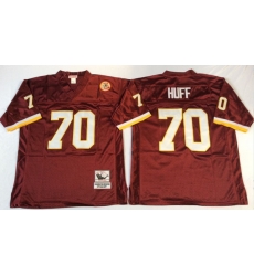 Men Redskins 70 Sam Huff Red M&N Throwback Jersey