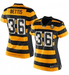 Womens Nike Pittsburgh Steelers 36 Jerome Bettis Game YellowBlack Alternate 80TH Anniversary Throwback NFL Jersey