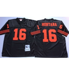 49ers 16 Joe Montana Black Throwback Jersey