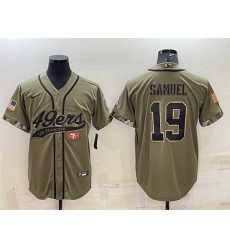 Men San Francisco 49ers 19 Deebo Samuel 2022 Olive Salute To Service Cool Base Stitched Baseball Jersey