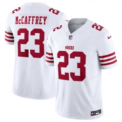 Men San Francisco 49ers 23 Christian McCaffrey White 2023 F U S E  Vapor Untouchable Limited Stitched Football Jersey